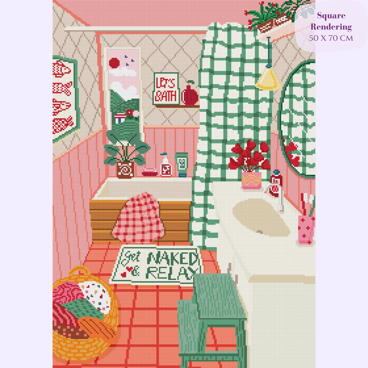 Cozy Bathroom Hand-Rendered Diamond Painting