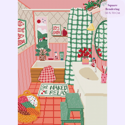 Cozy Bathroom Hand-Rendered Diamond Painting