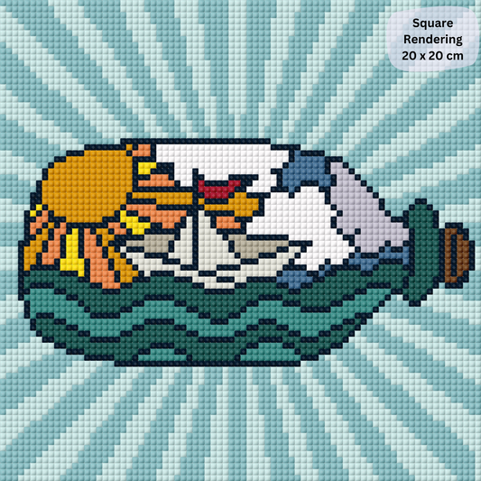Ship in a Bottle: Hand-Rendered Diamond Painting