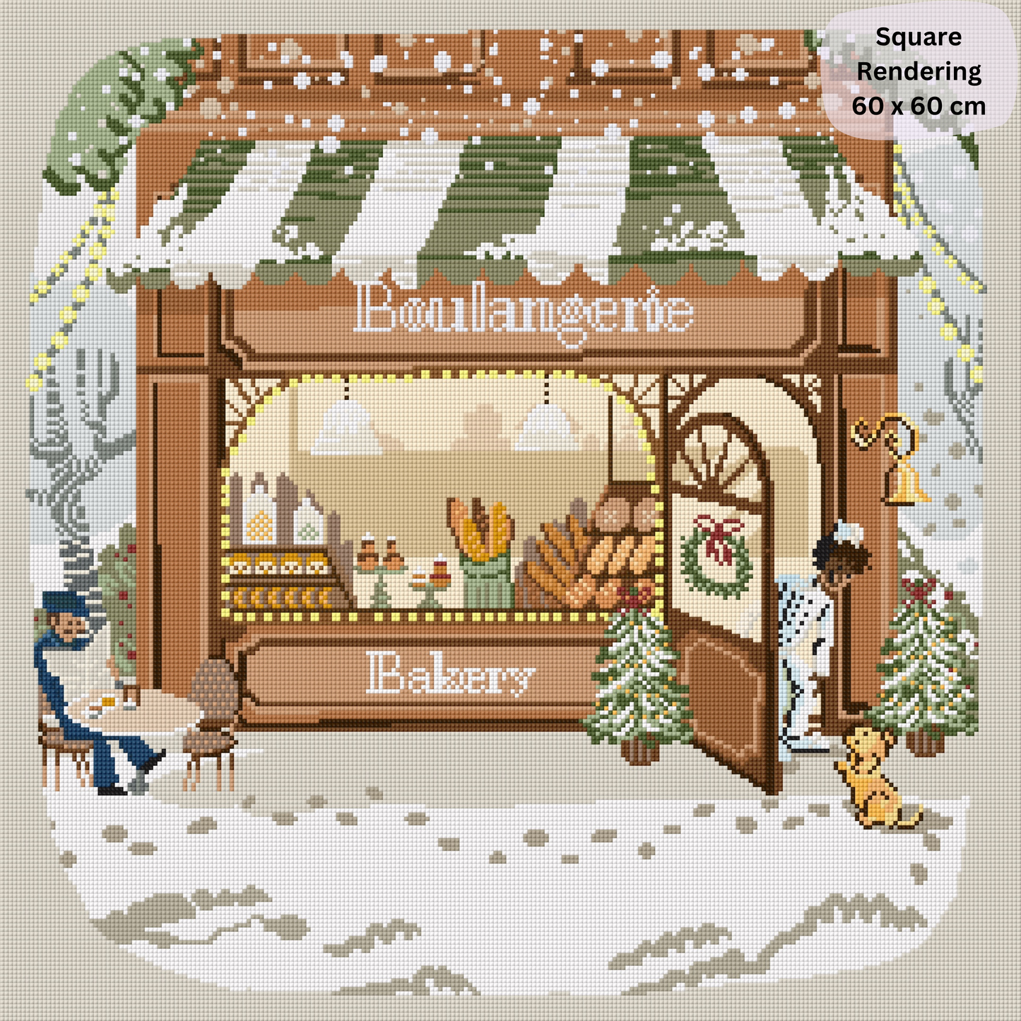 Croissants in the Snow: Hand-Rendered Diamond Painting