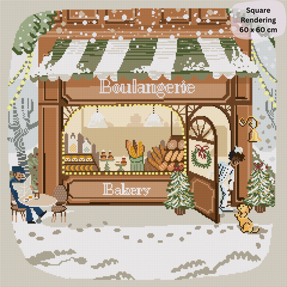 Croissants in the Snow: Hand-Rendered Diamond Painting