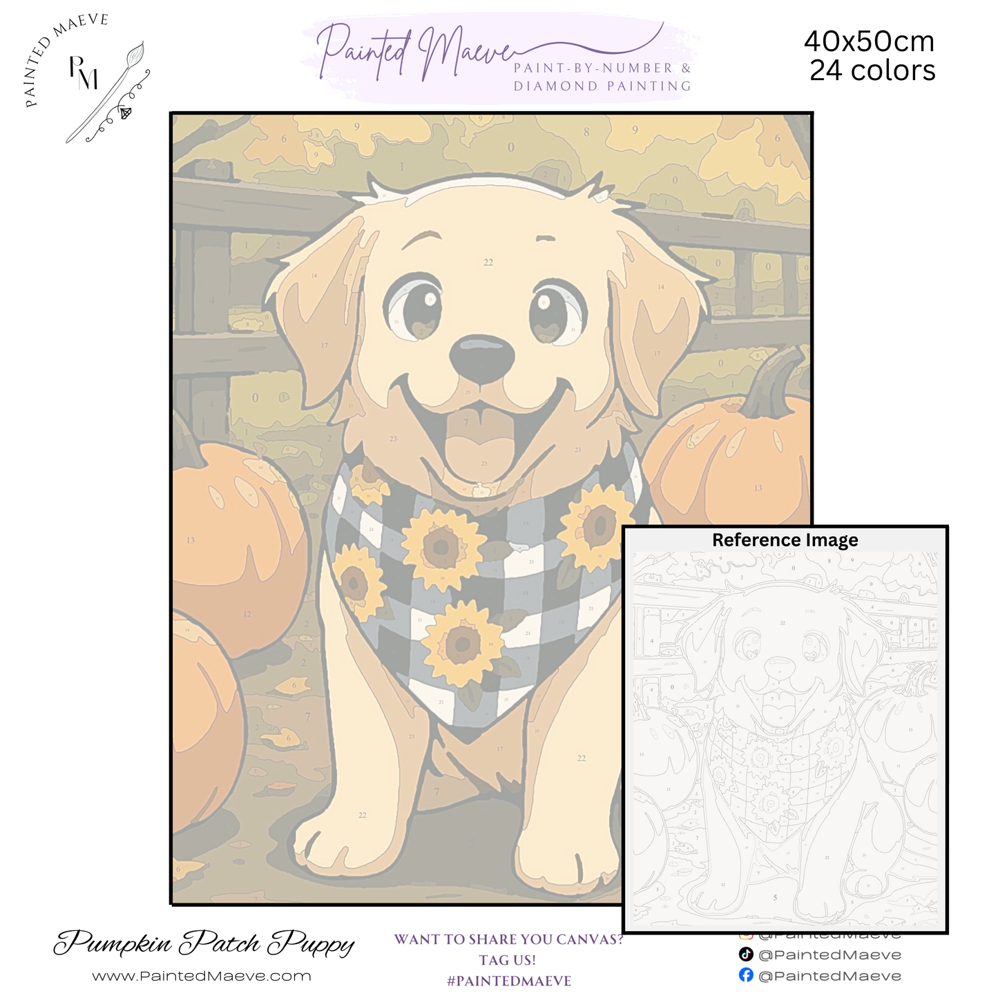 Pumpkin Patch Puppy: Paint-by-Number Collection (24/36/48 colors | No Frame)