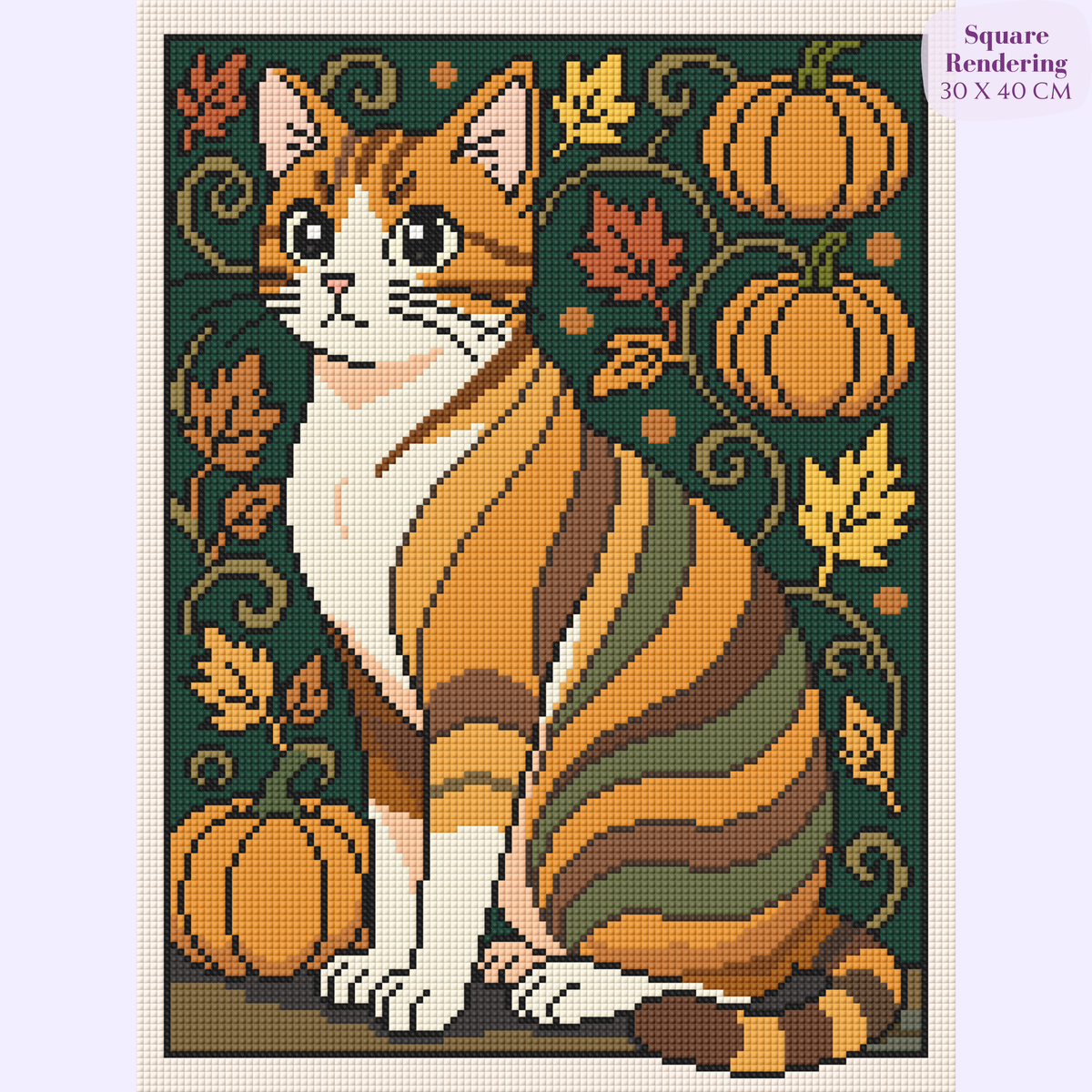 Autumn Purrtrait Hand-Rendered Diamond Painting