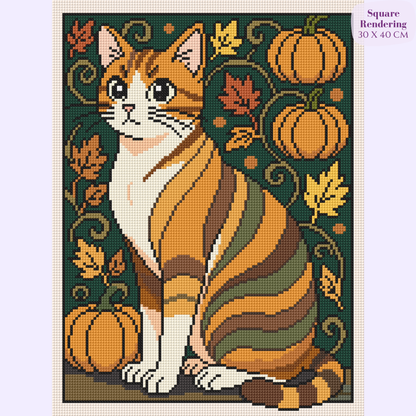 Autumn Purrtrait Hand-Rendered Diamond Painting