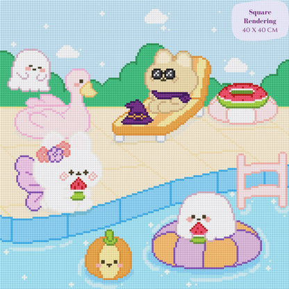 Summerween Pool Hand-Rendered Diamond Painting