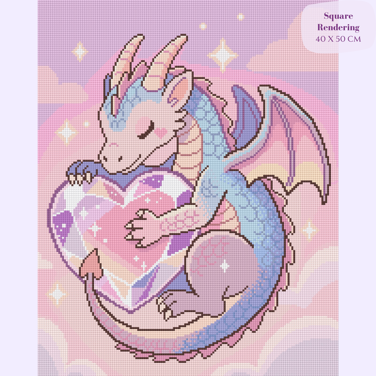 Crystal Heart Dragon Hand-Rendered Diamond Painting