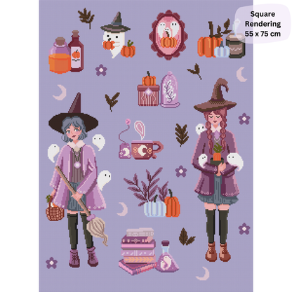 Pumpkin Spice & Spells: Hand-Rendered Diamond Painting
