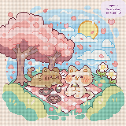 Spring Picnic Hand-Rendered Diamond Painting