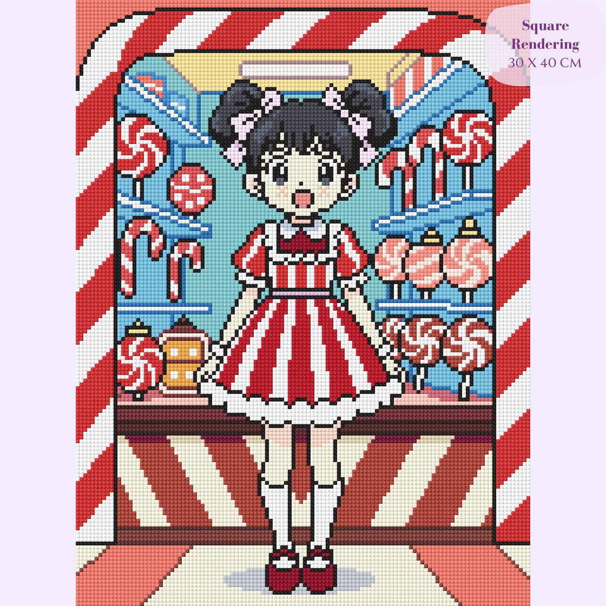 Lady Cane's Candy Stand Hand-Rendered Diamond Painting