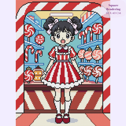 Lady Cane's Candy Stand Hand-Rendered Diamond Painting