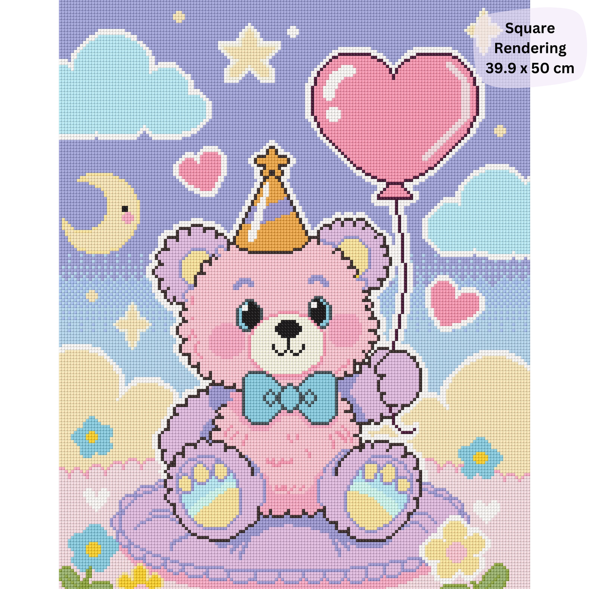 Party Teddy Hand-Rendered Diamond Painting