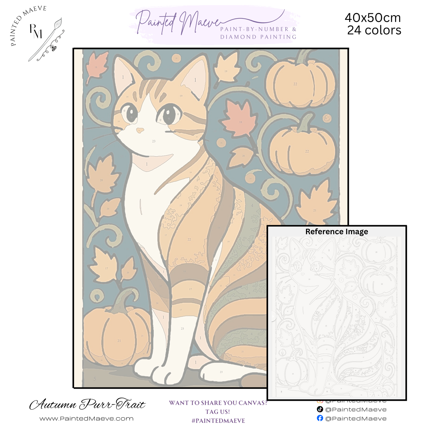 Autumn Purr-Trait: Paint-by-Number Collection (24/36/48 colors | No Frame)