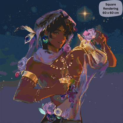 Oasis Dream: Hybrid-Rendered Diamond Painting