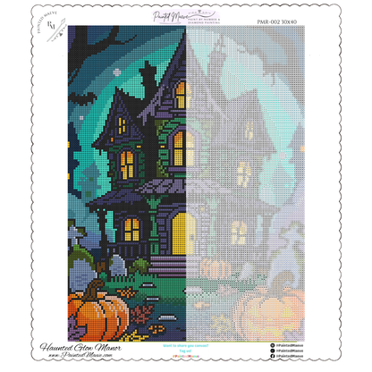 Haunted Glow Manor: Hand-Rendered Diamond Painting Halloween Collection
