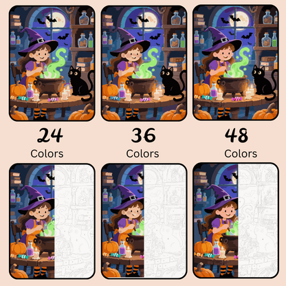 Potion & Purrs: Paint-by-Number Halloween Collection (24/36/48 colors | No Frame)