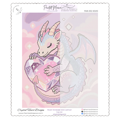 Crystal Heart Dragon: Hand-Rendered Diamond Painting Valentine Collection