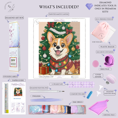 Cozy Christmas Corgi: Hand-Rendered Diamond Painting Christmas Collection