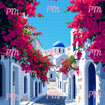 Santorini Serenity: Diamond Painting Collection