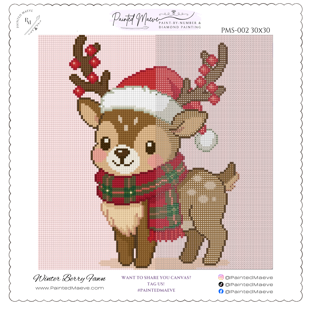 Winter Berry Fawn: Hand-Rendered Diamond Painting Christmas Collection