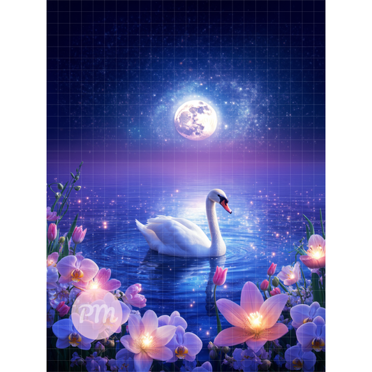 Moonlit Swan Serenity: Paint-by-Number Collection (24/36/48 colors | No Frame)