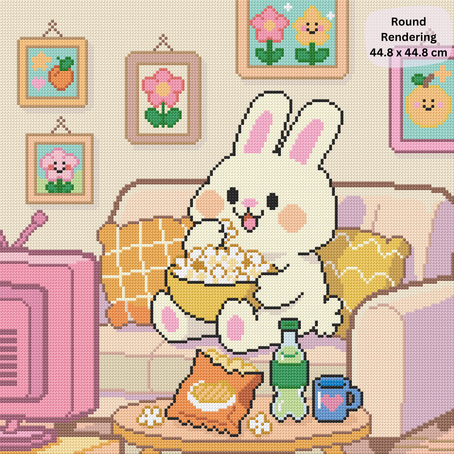 Cozy Bunny Munchies Hand-Rendered Diamond Painting