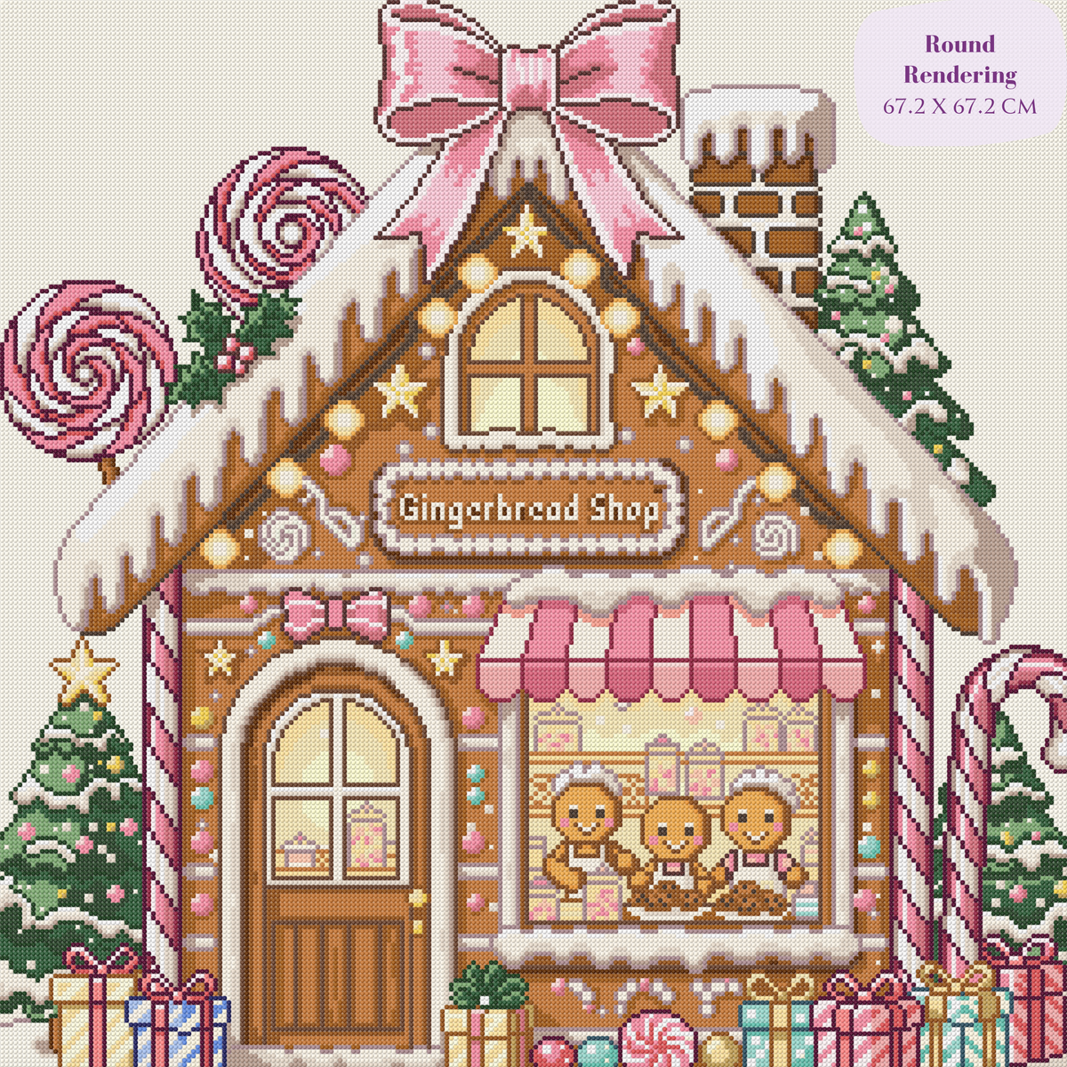 Frosted Gingerbread Shop Hand-Rendered Diamond Painting