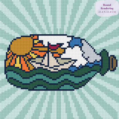 Ship in a Bottle Hand-Rendered Diamond Painting