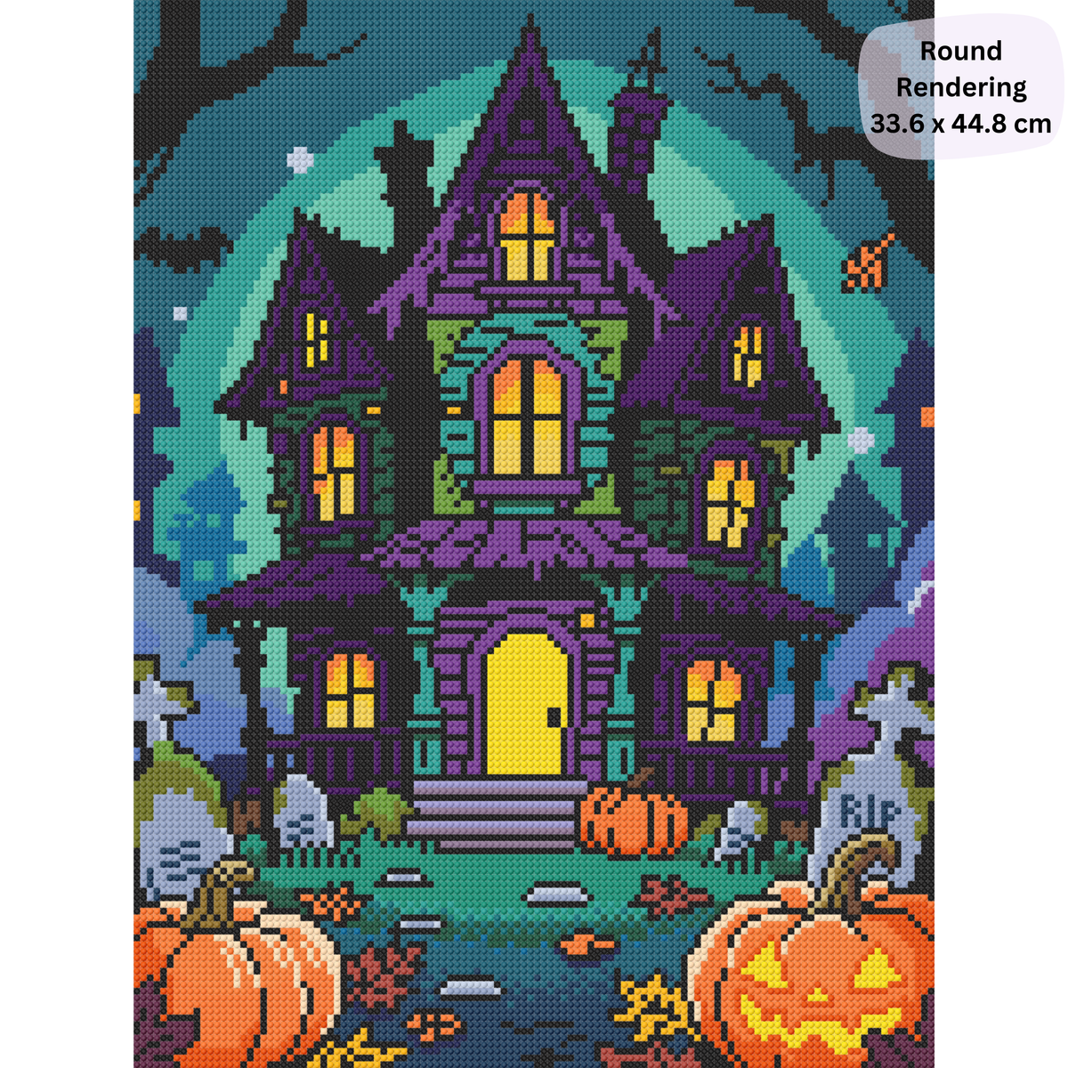 Haunted Glow Manor Hand-Rendered Diamond Painting