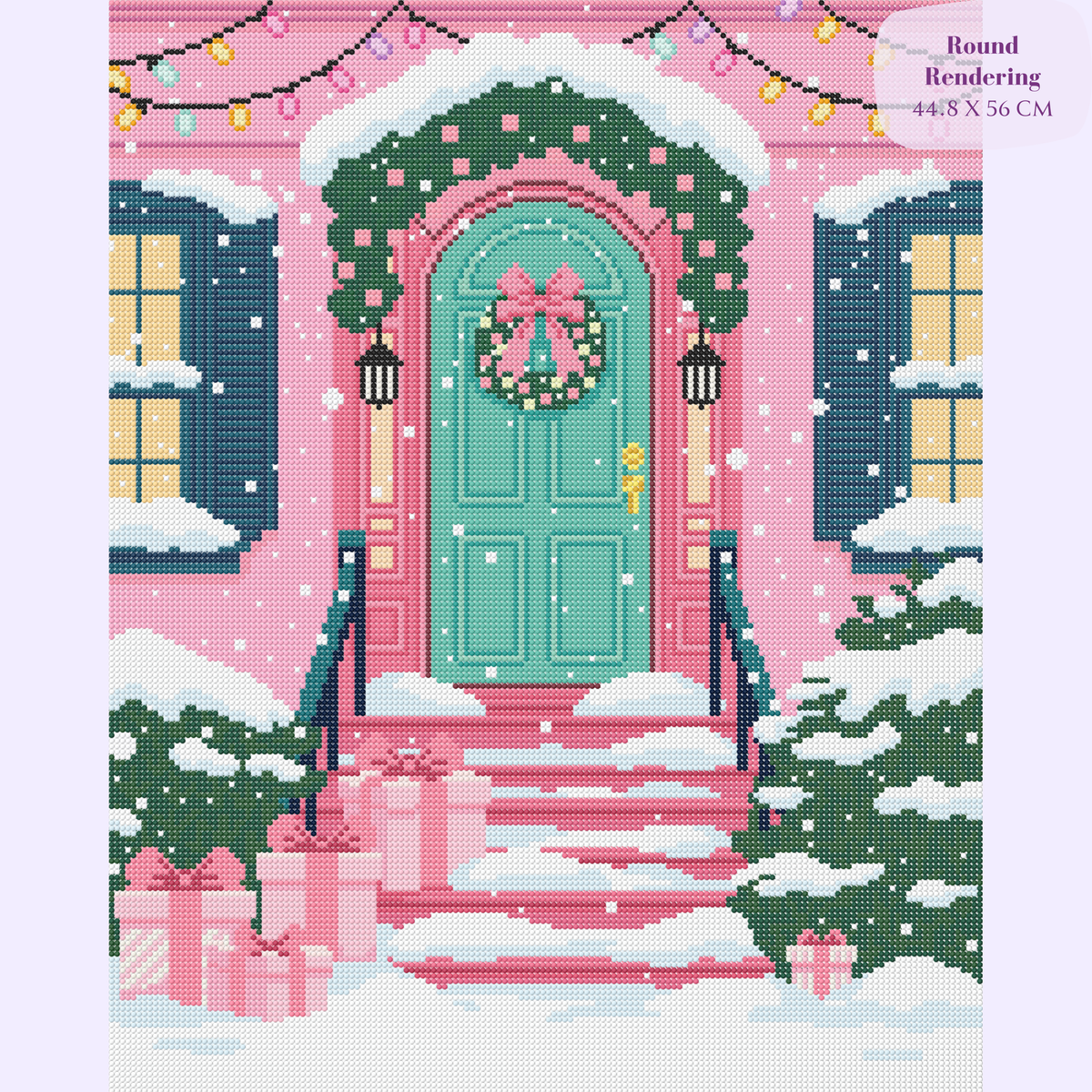 Pinky Present Porch Hand-Rendered Diamond Painting