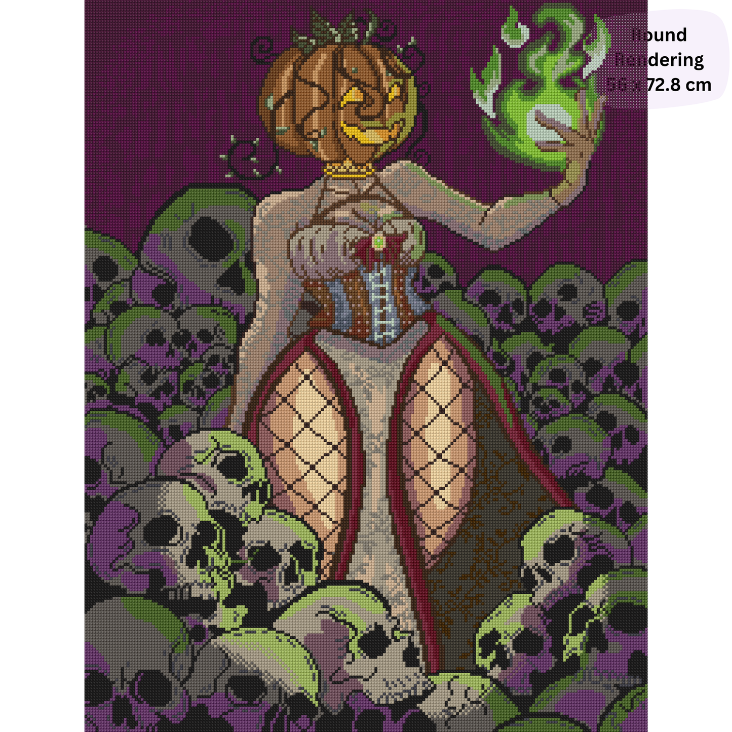 Pumpkin Queen: Hand-Rendered Diamond Painting