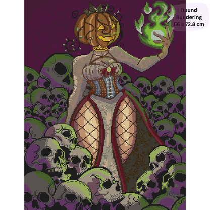 Pumpkin Queen: Hand-Rendered Diamond Painting