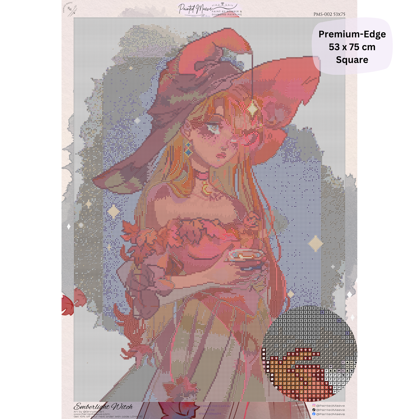 Emberlight Witch: Hand-Rendered Diamond Painting