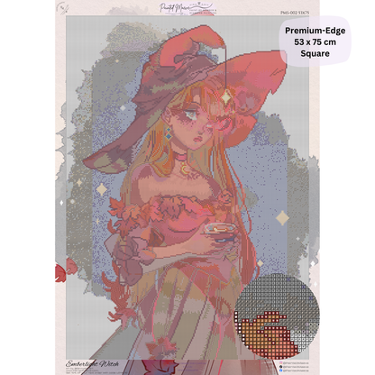 Emberlight Witch: Hand-Rendered Diamond Painting