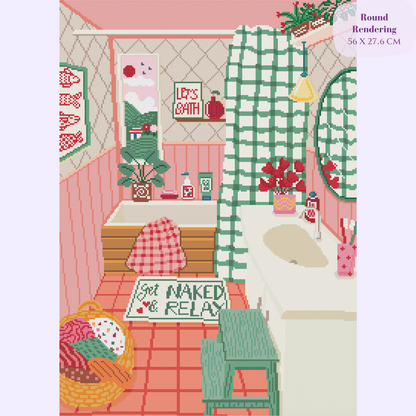 Cozy Bathroom Hand-Rendered Diamond Painting