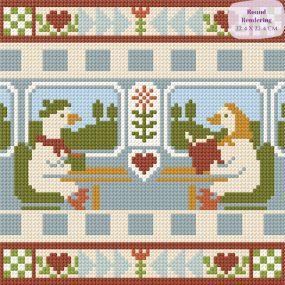 Geese Train Ride Hand-Rendered Diamond Painting
