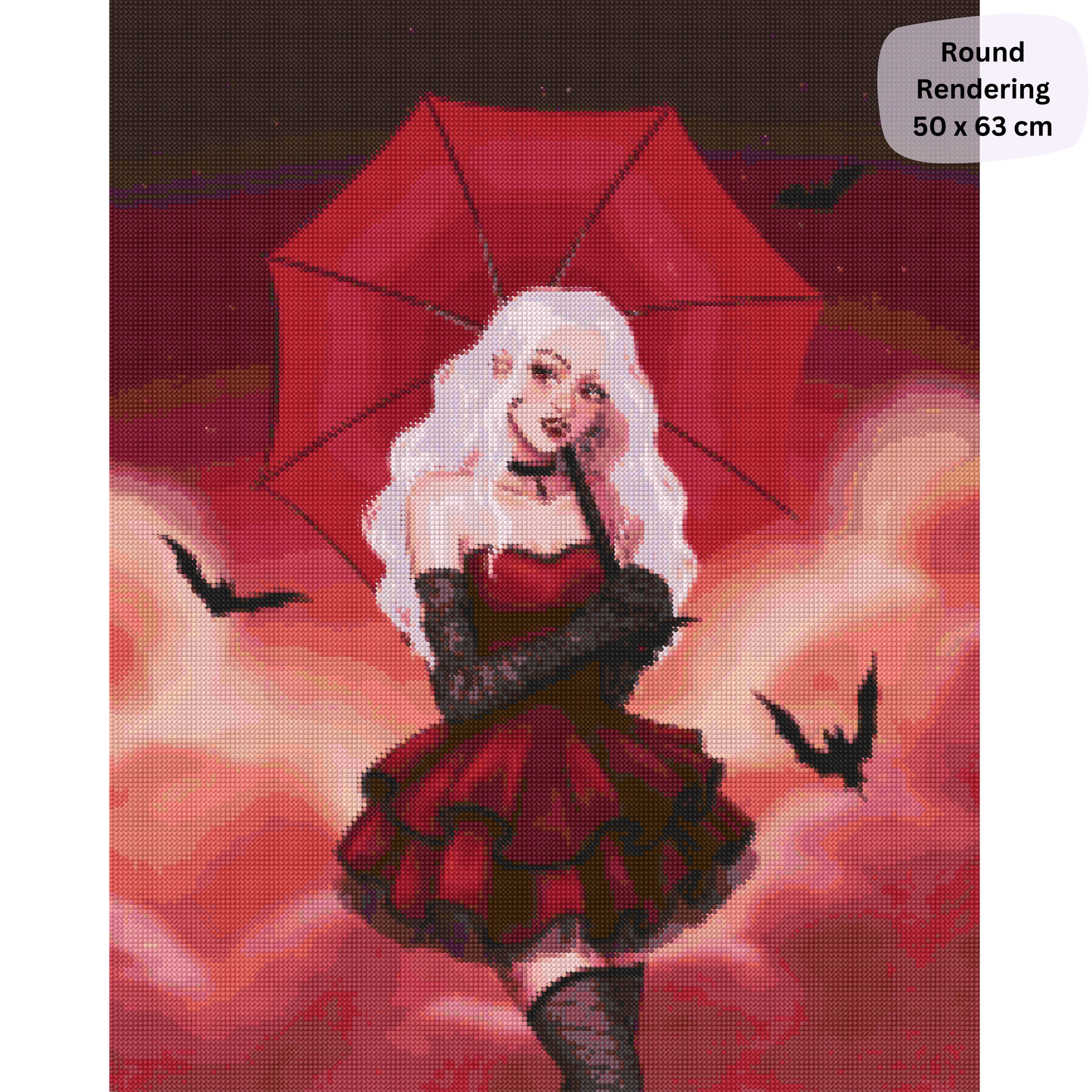 Red Night: Hybrid-Render Diamond Painting