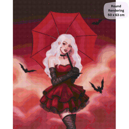 Red Night: Hybrid-Render Diamond Painting