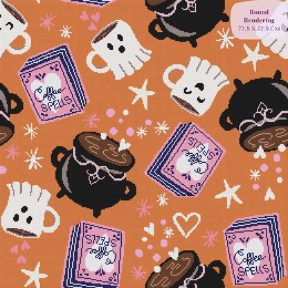 Spooky Coffee Spells Hand-Rendered Diamond Painting
