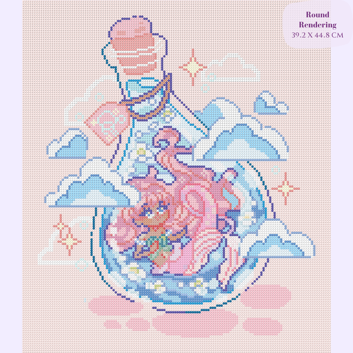 Bottled Mermaid Hand-Rendered Diamond Painting