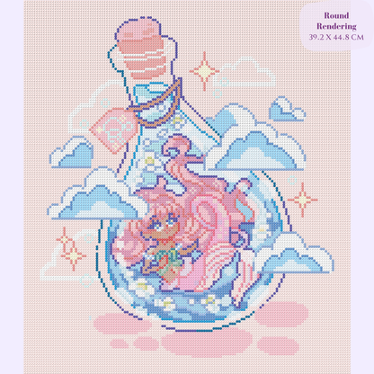 Bottled Mermaid Hand-Rendered Diamond Painting