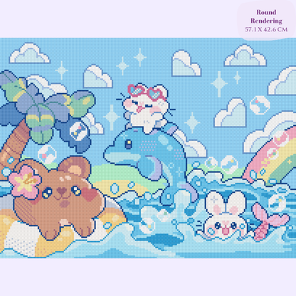 A Day at the Beach Hand-Rendered Diamond Painting