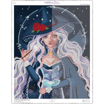 Celestial Enchantress: Hand-Rendered Diamond Painting