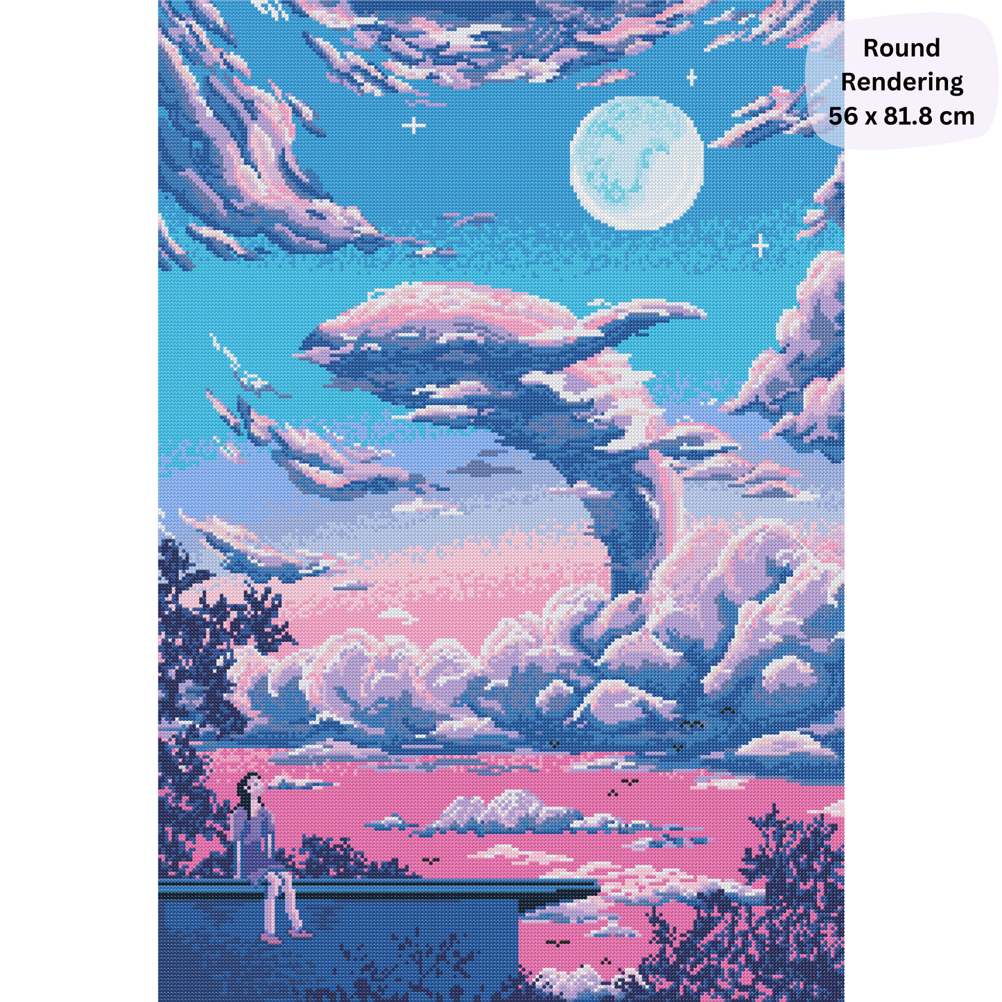 Moonlight Whale Dreams: Hand-Rendered Diamond Painting