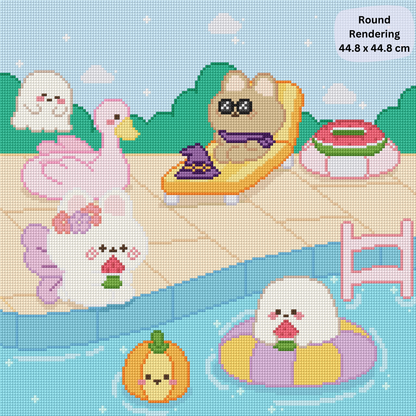 Summerween Pool: Hand-Rendered Diamond Painting