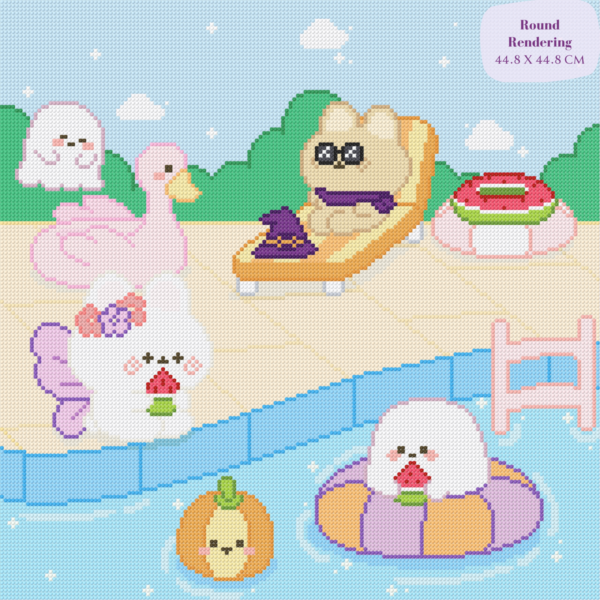 Summerween Pool Hand-Rendered Diamond Painting