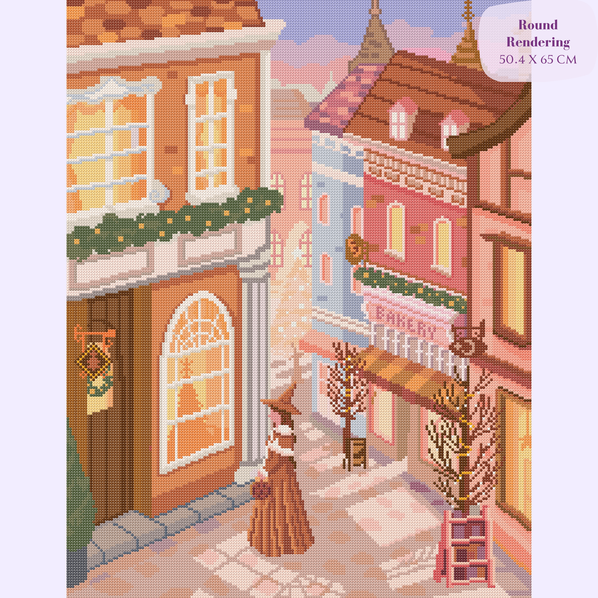 Winter Village Hand-Rendered Diamond Painting
