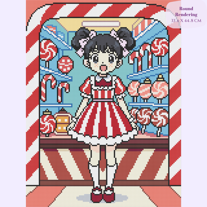 Lady Cane's Candy Stand Hand-Rendered Diamond Painting