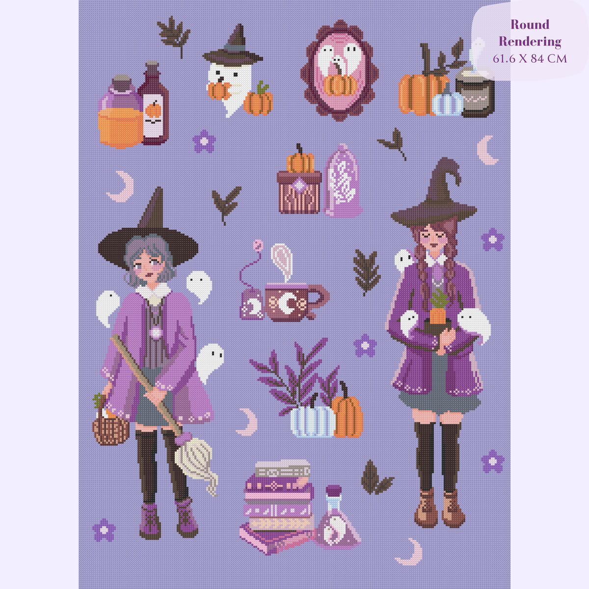Pumpkin Spice & Spells Hand-Rendered Diamond Painting