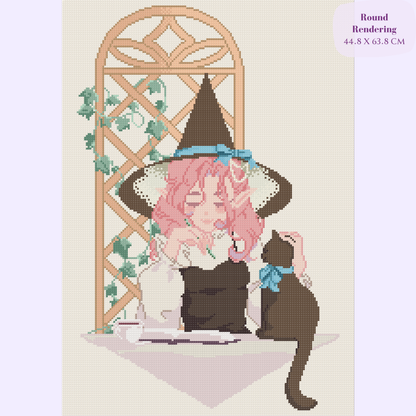 Tea Time in the Garden Hand-Rendered Diamond Painting