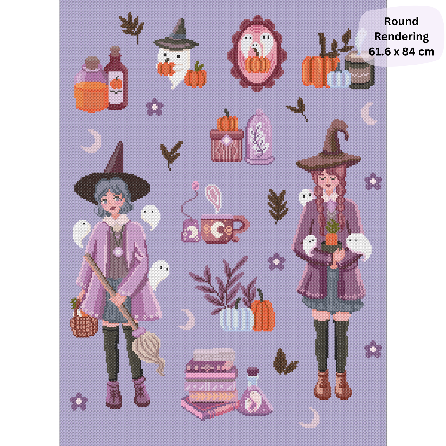 Pumpkin Spice & Spells: Hand-Rendered Diamond Painting